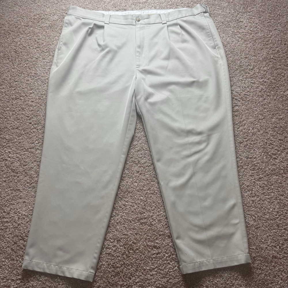Oak Hill Men's Big & Tall Pleated Dress Pants Gray 100% Polyester 46W x 28L